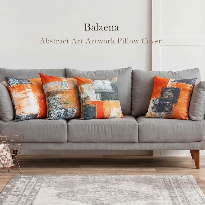 Burnt Orange Throw Pillow Covers 16x16 Set of 4 Decorative Cushion Cover Taupe Abstract Art Painting Pillow Covers for Sofa Couch Bedroom Living Room Outdoor Home Décor | Taupe & Burnt Orange modern‑art cushion cases, neutral aesthetic pillowcases for ...