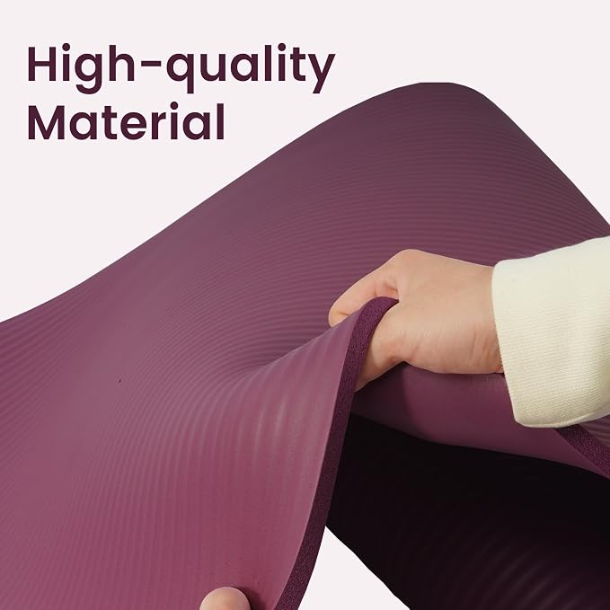 Peekabu 1 or 1/2 Inch Yoga Mat Thick Exercise Workout Mat with Extra Carry Strap Non-slip Fitness Mat Gym Pilates Mat for Stretching & Floor Home Workout Outdoor Training
