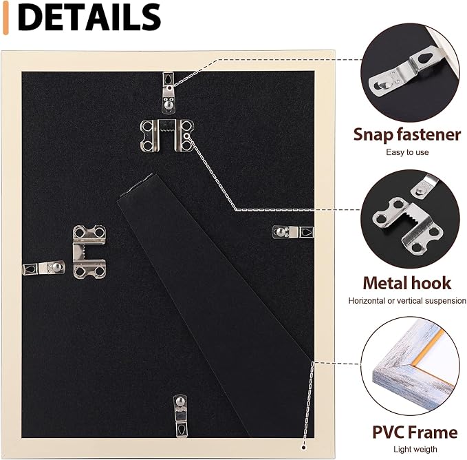 Fixwal 8x10 Picture Frame Set of 5, Vintage Photo Frame, Rustic Retro Picture Frame with Tempered Glass, Decorative Art on Walls and Tabletop Placement