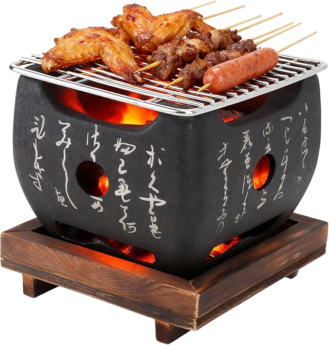 Topyond Japanese Charcoal Grill, Portable BBQ Stove(6.5x5.7in) | Hibachi & yakitori grill，heat-resistant fast heating BBQ stove, portable hibachi grill for yakiniku, robata,outdoor cooking