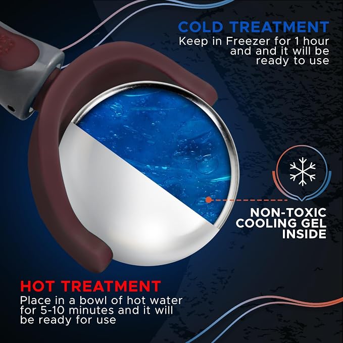 PRIME Fitness Cold Massage Roller Ball | Cold Therapy | Ice Roller Ball with Handle | cryo Stick | Relieve Muscle Pain (Maroon)