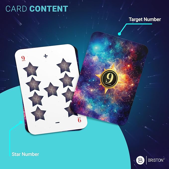 Briston Math Star Game flashcards, Educational Card for Kids & Families Addition and Subtraction with Timed Challenges Fun Math Strategy Game for Classrooms Students & Enthusiasts