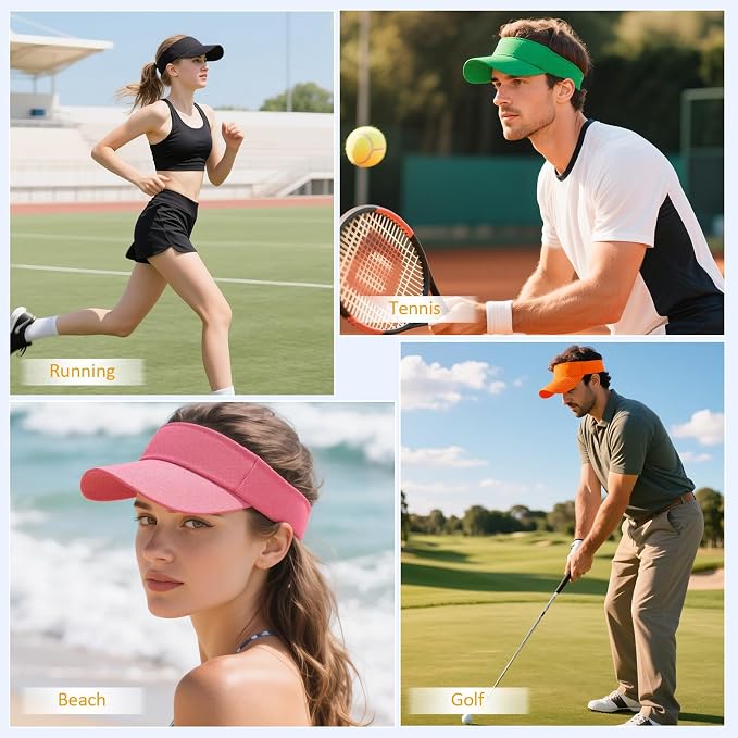 American Trends Sun Visor Hat for Women, Lightweight Quick-Dry Sport Visor | Adjustable fit, Ideal for Golf Tennis & Outdoor Sports, Sweat-Wicking Fabric, Ponytail-Friendly, Wide Brim for Sun Protection
