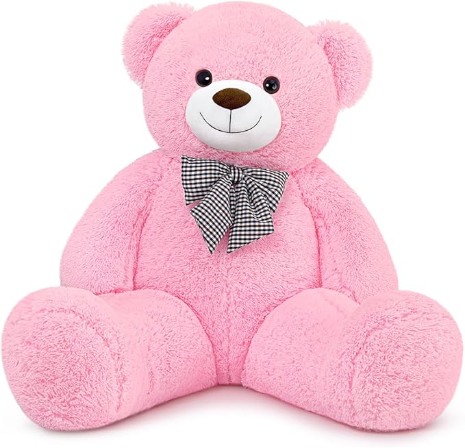 Giant Pink Teddy Bear 47" Stuffed Animals Plush Toy, 4 Feet Cute Life Size Big Soft Bear for Boy Girl Birthday Valentine Mother's Day, 120CM, 5LBs