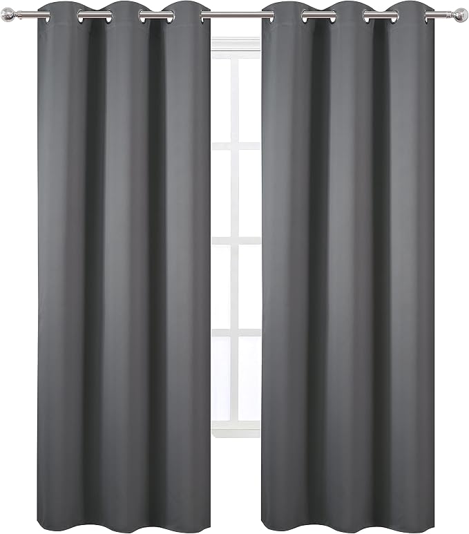 LEMOMO Grey Thermal Blackout Curtains/38 x 84 Inch/Set of 2 Panels Room Darkening Curtains for Bedroom