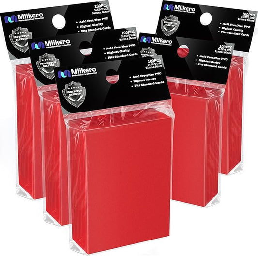 500 Counts Red Card Sleeves, Matte Sleeve Deck Card Protectors, Trading Card Sleeves Fit for MTG, TCG and Sports Cards (Matte Red)