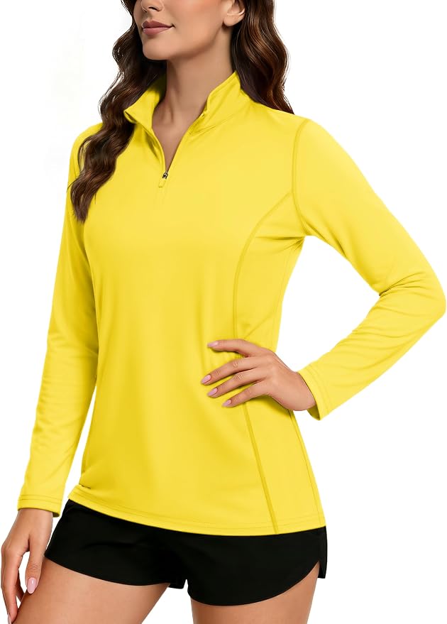 TACVASEN Women's Quarter Zip Pullover Golf Shirts UPF 50+ Long Sleeve Sun Shirts UV Protection Workout Tops