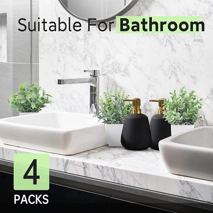 Der Rose 4 Pack Fake Plants Black Faux Plants Indoor for Farmhouse Decor | Mini artificial plants, perfect for home shelf office desk bedroom and bathroom decor, with no watering for simple styling