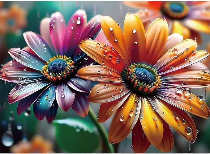 500 Piece Puzzles for Adults, Flowers Jigsaw Puzzles 500 Pieces - Dewdrop Daisies, Impossible Puzzle for Home Decor, Finished Size 20.47 * 14.96”, with 1:1 Poster, Letter on The Back