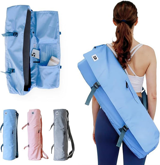 Tumaz Yoga Mat Bag | Padded Adjustable Shoulder Strap | Fits Up to 26" Mats | Multi-Pocket Storage for Essentials | Heavy-Duty G-Hook Closure | Lightweight & Durable for Yoga, Pilates & Fitness