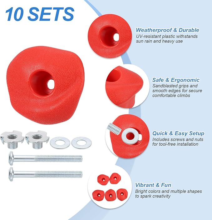 PATIKIL Rock Climbing Holds, Climbing Rock Wall Grips Play Set Climber Attachments with Single Holes for Playground