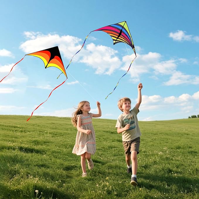 Mint's Colorful Life Delta Kite for Kids & Adults, Extremely Easy to Fly Kite for Beach Trip, Best Kites for Beginners, 300ft String Handle Included