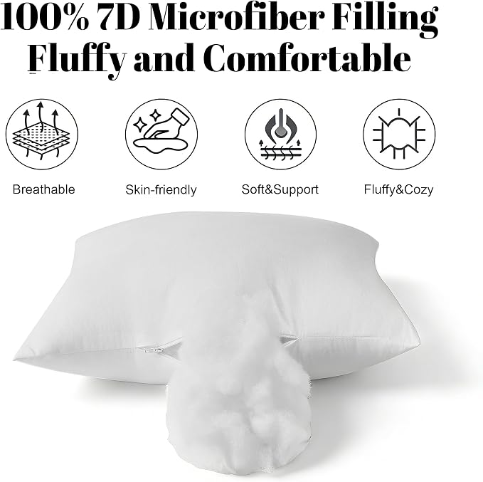 Water Resistant Polyester Pillow Inserts with Plush Dot Cover | Pack of 2 Square Form Indoor Decorative Pillow, Bed and Couch Pillows, 18 x 18 Inches, Estate Blue