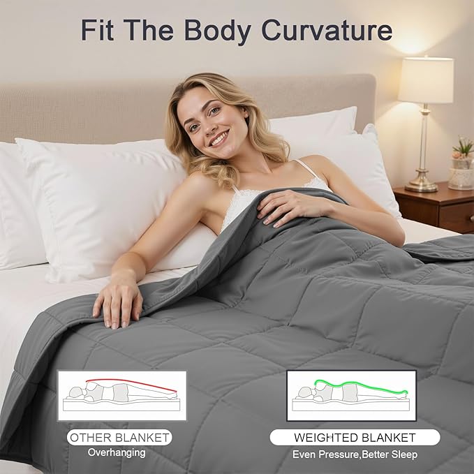 Weighted Blanket for Adults - Cooling Heavy Blanket for 110-130lbs with Premium Glass Beads - Soft Thick Big Blankets for All-Season Sleeping Comfort Breathable (60" x 80" 15lbs)