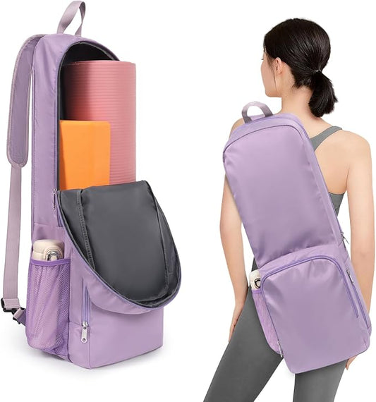 Yoga Mat Bag Carrier Side Mesh Zipper Pocket Exterior Wet Compartment Lightweight Waterproof Yoga Bag for Mat