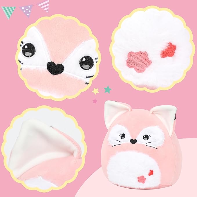 Easfan Pink Fox Plush Pillow Soft Plush Toy Cute Stuffed Animal Home Room Decoration Birthday Festival Gifts for Girls,Kids,Toddlers