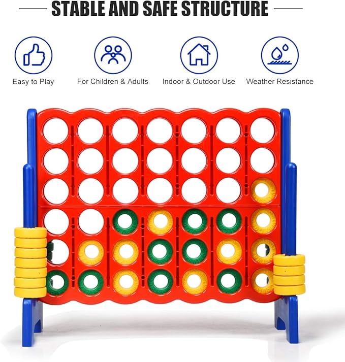 Safeplus Giant 4 in A Row Classic Game Set, 47” Jumbo 4-to-Score Toy Set,Fun Indoor & Outdoor Connect Four Games for Kids Adults Family Party