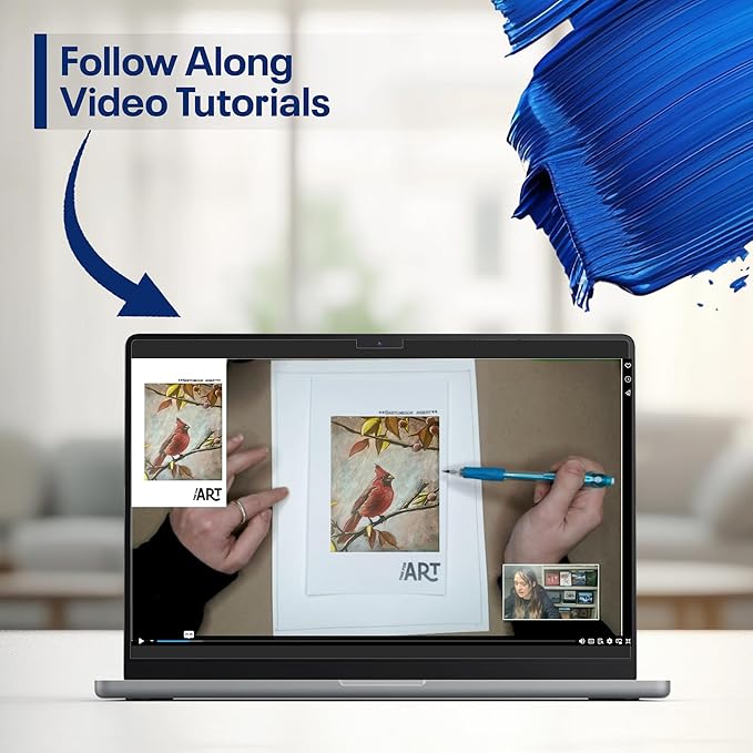 Painting4Real DIY Painting Class Kit for Adults with Video Tutorials: Learn to Paint Cardinal – How to Paint with Acrylics – Painting & Art Supplies – 9 Piece Acrylic Paint Set