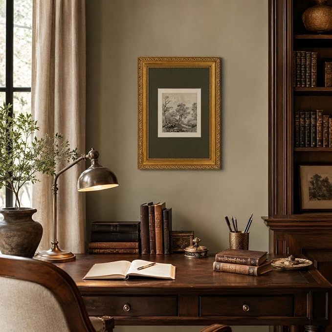 Ymsagrs Gold Frame Vintage Landscape Sketch Canvas Wall Art,16X12in | Neutral Botanical Picture Art,Cottagecore Wall Decor for study, living room, hallway, office or entryway.