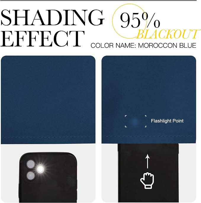 NICETOWN 2 Panels Blackout Curtains, Rod Pocket Thermal Insulated Drapes 84 inches Long, Easy-Care Modern Home Decoration Sunshades for Guest Room, Living Room, Office, 62 x 84 Inch, Moroccan Blue