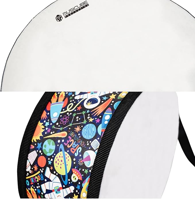 MUSICUBE Kids Drum Set 8-Inch Wooden Drum Toys with an Adjustable Strap and 2 Drumsticks Educational Baby Musical Toys Drum Sensory Musical Instrument Toys for Toddler Boys & Girls Gift Packing