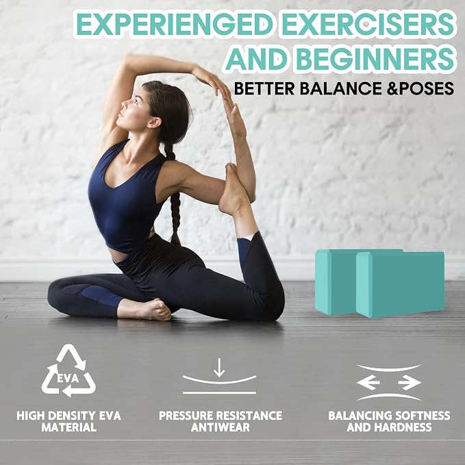 Yoga Block - Unsupported Latex Eva foam - Soft non slip surface with bevel for yoga, pilates, meditation - Yoga accessories for stability, balance and deep stretching