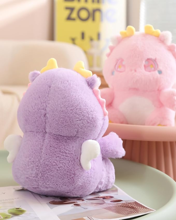 MUPI Cute Dragon Plush Toy Kawaii Stuffed Animals Soft Dinosaur Plush Pillows for Girls Boys Kids Adults, Green (11 Inch)