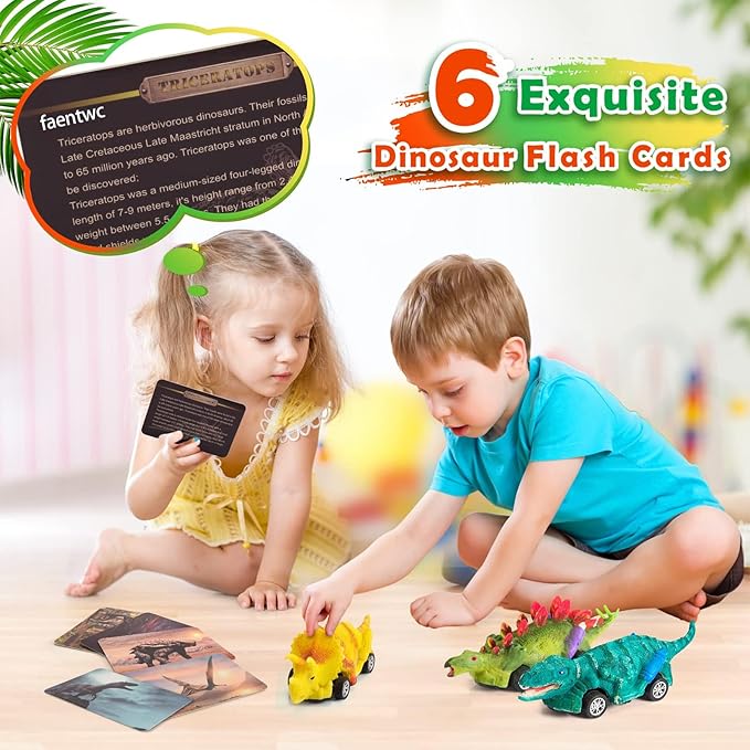 faentwc Dinosaur Painting Toys for Kids 5-7: 2 in 1 Dino Arts Painting Kits and Pull Back Cars Toy for Boys 4 5 6 7 8 9 10 Year Old Art & Craft Set for Girl DIY Easter Birthday Gifts for Kid Age 3-12