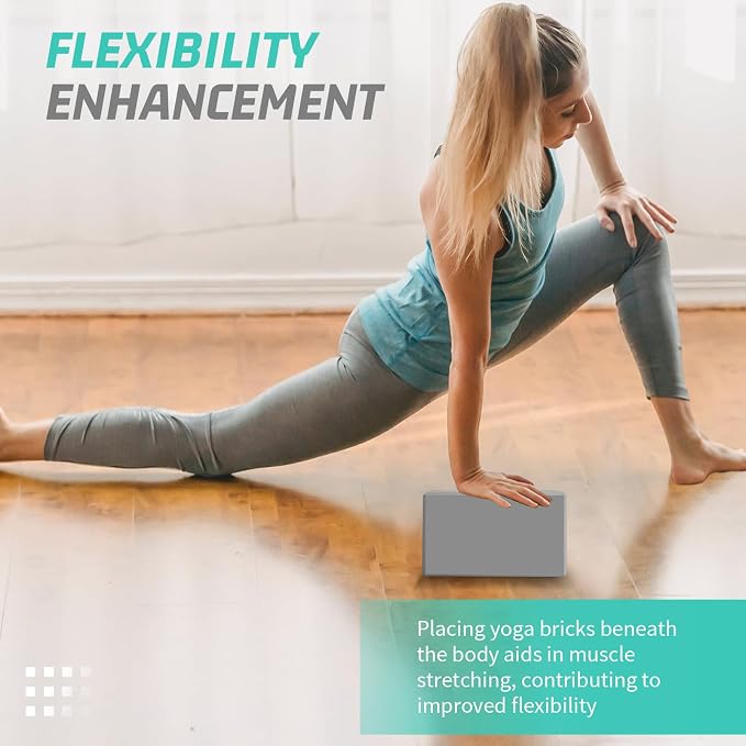 Yoga Blocks 2 Pack 3x6x9IN Foam Block Supportive Latex-Free with Beveled Edges, Non-Slip Exercise Blocks for Pilates, Meditation, Balance, Stretching and Deep Poses