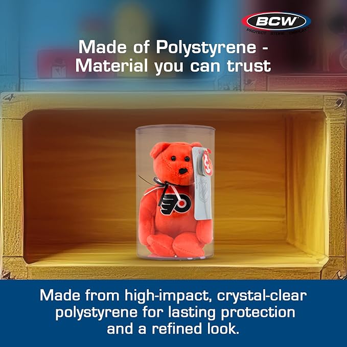 BCW Cylinder Beanie Baby Display Case - Stackable Clear Polystyrene