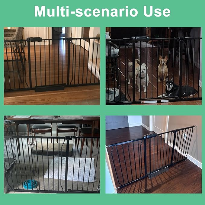 ALLAIBB Extra Wide Pressure Mounted Baby Gate Walk Through Child Kids Safety Toddler Tension White Long Large Pet Dog Gates with Extension for doorways Kitchen (48.03-52.76"/122-134cm, Black)