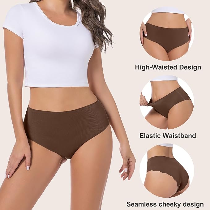 Camel Proof Seamless Underwear for Women 3 Packs No Show Invisible Cheeky Panty Liners Workout Gym Yoga Panties