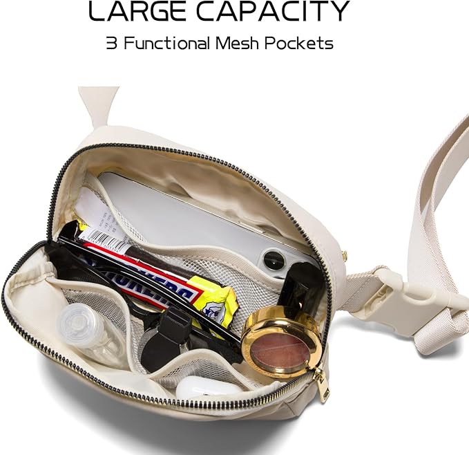 Gitus Belt Bag Fanny Pack Crossbody Bags with Initial Letter Patch Cute Stuff Birthday Gifts for Teenager Girls Trendy Preppy Stuff for Teen Girls(Beige-R)