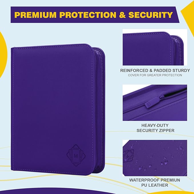 Toploader Binder,4-Pocket Side Load Trading Card Album, Holds 128 Cards with Double-Sided Pockets for MTG, Sports Cards, Top Loader Storage