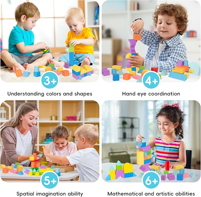 Multiple Shapes Magnetic Blocks, 46 PCS Magnet Building Blocks for Toddlers 3 4 5 6 7 8 Years Old Boys Girls Magic Cube Toys for Sensory STEM Education Preschool Gifts for Kids Ages 3+(esp. 3-8)