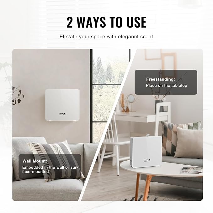 VEVOR Scent Air Machine for Home, 480ml Bluetooth Smart Essential Oil Diffuser with Cold Air Tech, Waterless Scent Diffuser Cover Up to 2500sq.ft for Business Office, Hotel, Spa, Large Room