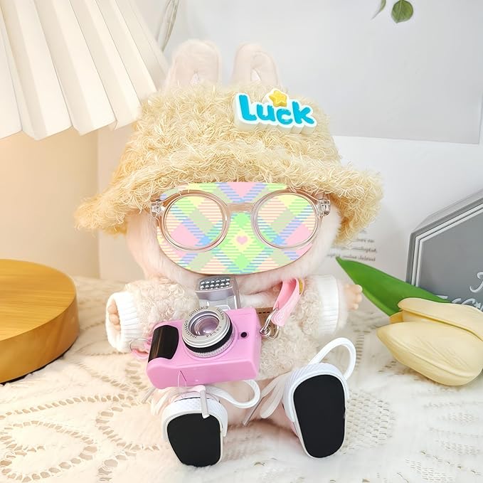 Clothes Set for Dolls Accessoriess (No Doll), Cute Kawaii Outfit Set 5 Pieces for 15cm 17cm Doll, Dress Up Doll Clothing Set Replacement with Hat Glasses Sweater Shoes