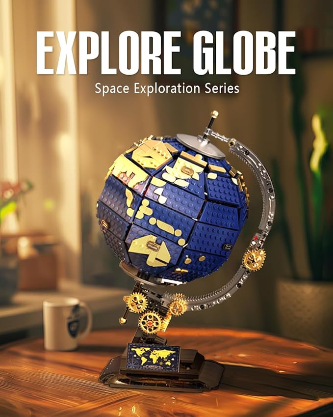 dOvOb Decor Globe Building Blocks Set (1455 PCS), Geographical Science Idea Educational Model Building Toys, as Gift for Kids or Adult