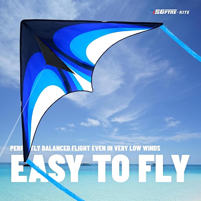 Delta Kite Set for Kids and Adults,Extremely Easy to Launch for Beginners, Perfect for Beaches and Parks,ites for Beach Trip Park Family Outdoor Games and Activities (Speed Triancle - BL, 1)