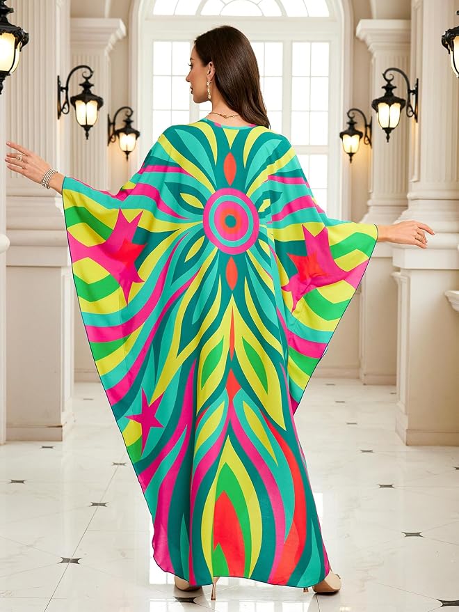 Mumu Dresses for Women Plus Size, Bohemian Kaftan Beach Cover Up Long Maxi Nightgown Soft Loungewear