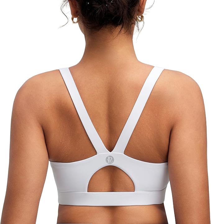 RUNNING GIRL Sports Bras for Women,Light Impact Molded Cup Strap Sports Bra with Sewn in Pads,Best for A-C Cup