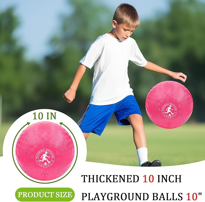 10 Inch Dodgeball Balls Playground Ball Kickball, Dodge Balls for Kids, Kickballs Handball for Indoor Outdoor Games Four Square Balls, Includes Pump