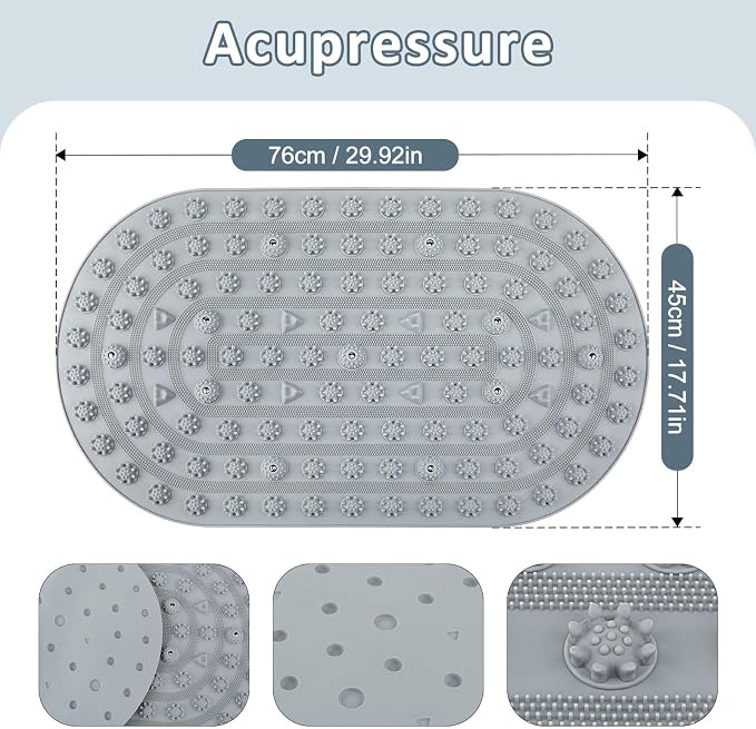 Silicone Foot Massage Mat, Raised Nubs for Reflexology and Acupressure Massage to Relax Feet and Promote Blood Circulation, Ideal for Home or Office Use (Gray)