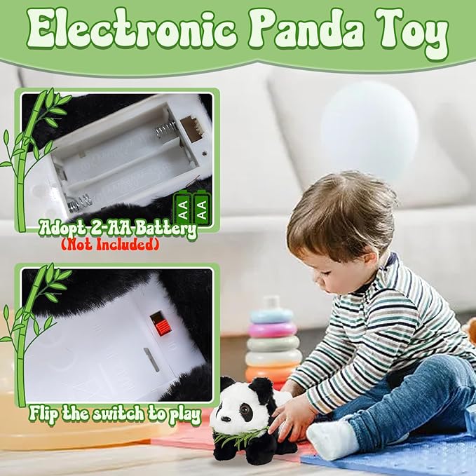 STAY GENT Electronic Panda Toy with Sound for 3+ Kids, Interactive Animated Plush Toy Panda Walking & Wiggling Ear, Educational Stuffed Animal Gifts for Toddlers Boys Girls Birthday Xmas