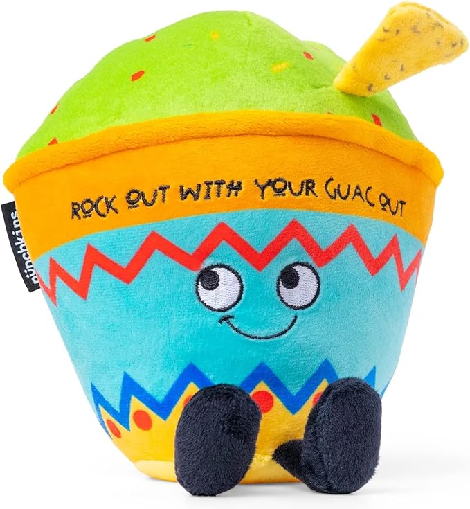 Guacamole Plushie - Rock Out with Your Guac Out Cute Guacamole Plush, Gift for Avacado Lovers, Food Plush Toy for Gifting