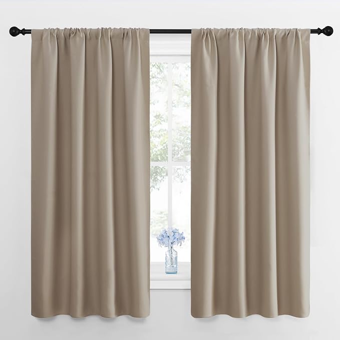 NICETOWN RV Blackout Curtains for Camper Windows, Taupe, 29" Wide by 50" Long, 2 PCs, Short Blackout Curtains & Drapes, Thermal Insulated Blackout Curtain Panels for Kids Room, Play Room