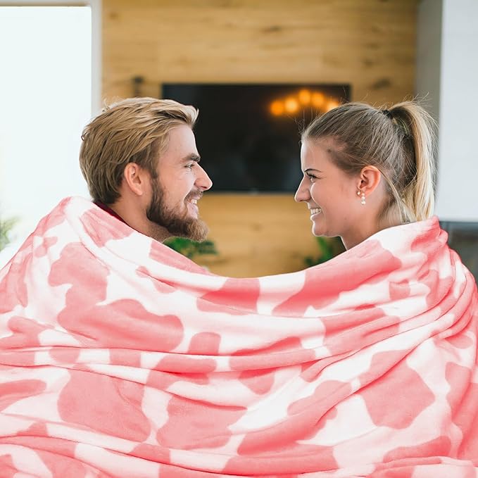 Pink Blankets Twin Size, Lightweight Cozy Fuzzy Soft Fleece Throw Blanket for Bed, Sofa, Pink Home Room Decor, Gifts for Women Teens Girls, 60"x80"