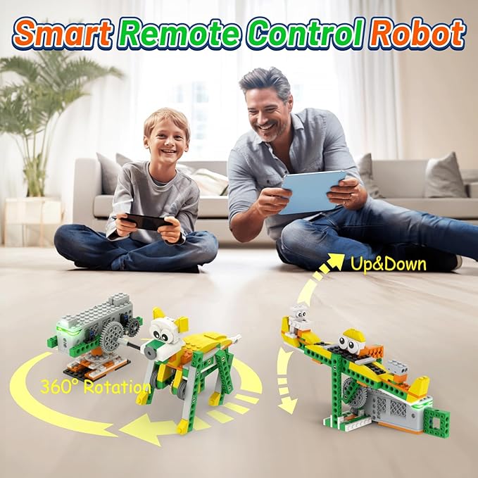 Robot Q Robot Building Kit, 20-in-1 Programmable APP RC Car Robotics Coding Kit, Includes Large Storage Organizer with Sorting Plate, STEM Birthday Gifts for Boys Girls Kids Aged 6-12