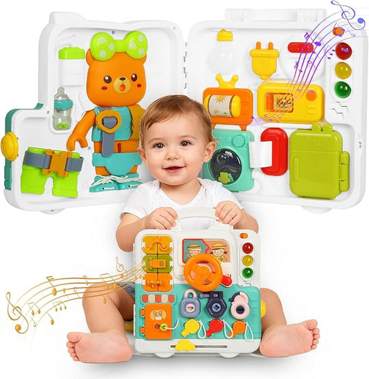 Montessori Busy Board Toys for 1 2 Year Old, Educational Montessori Baby Toys for 12-18 Months, Toddler 1-3 Musical Toys,Birthday Christmas Toys Gifts for 1 2 Year Old Boys Girls