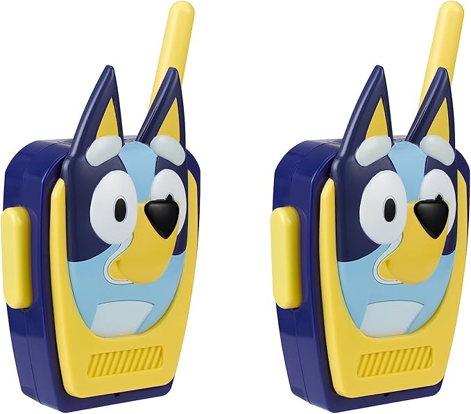 ekids Bluey Toy Walkie Talkies for Kids, Static Free Extended Range Indoor and Outdoor Toys, Bluey Toys for Toddlers